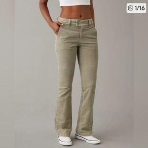 American Eagle Outfitters High-rise Kick boot Olive Flare Corduroy Jeans